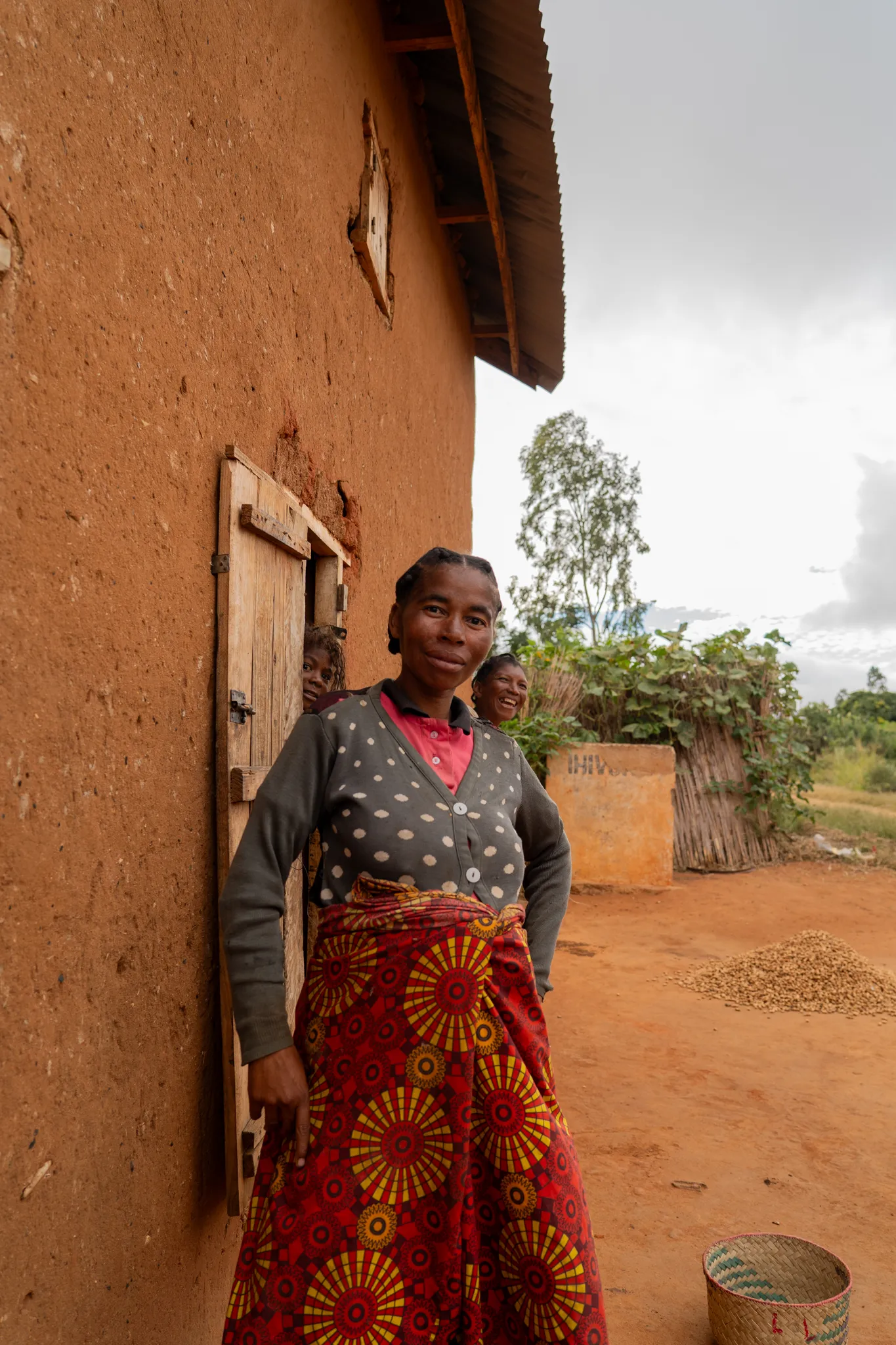 Portrait of a Bara woman outside her home, Madagascar