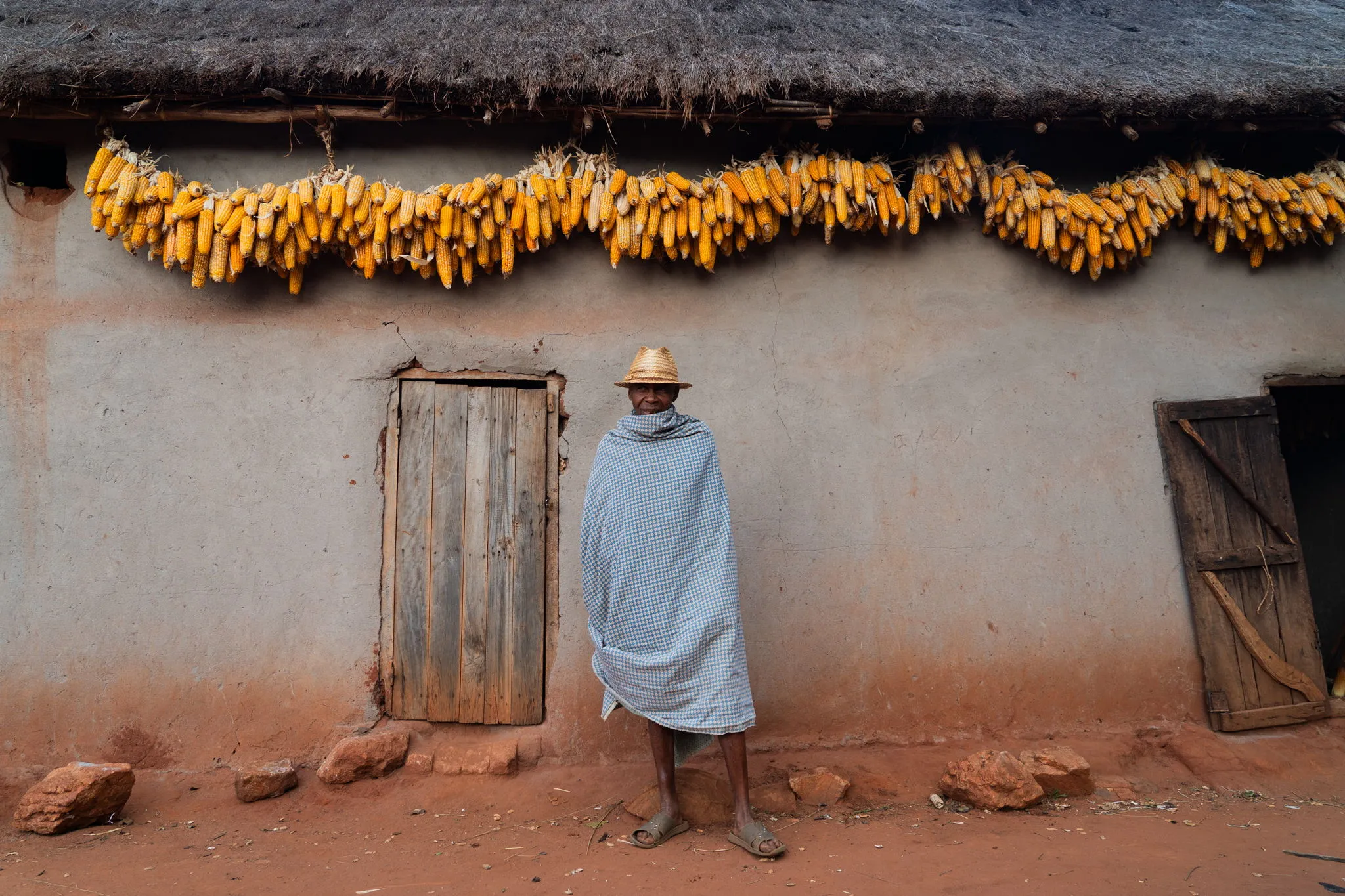 Maize drying above the Bara elder, Madagascar