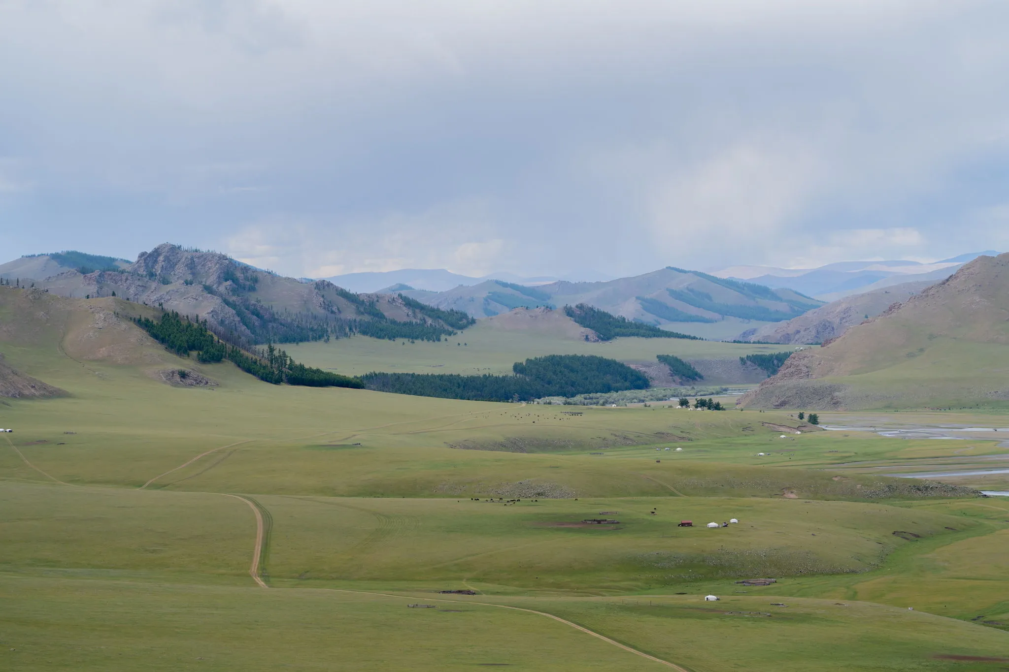 Gers along the river, Mongolia