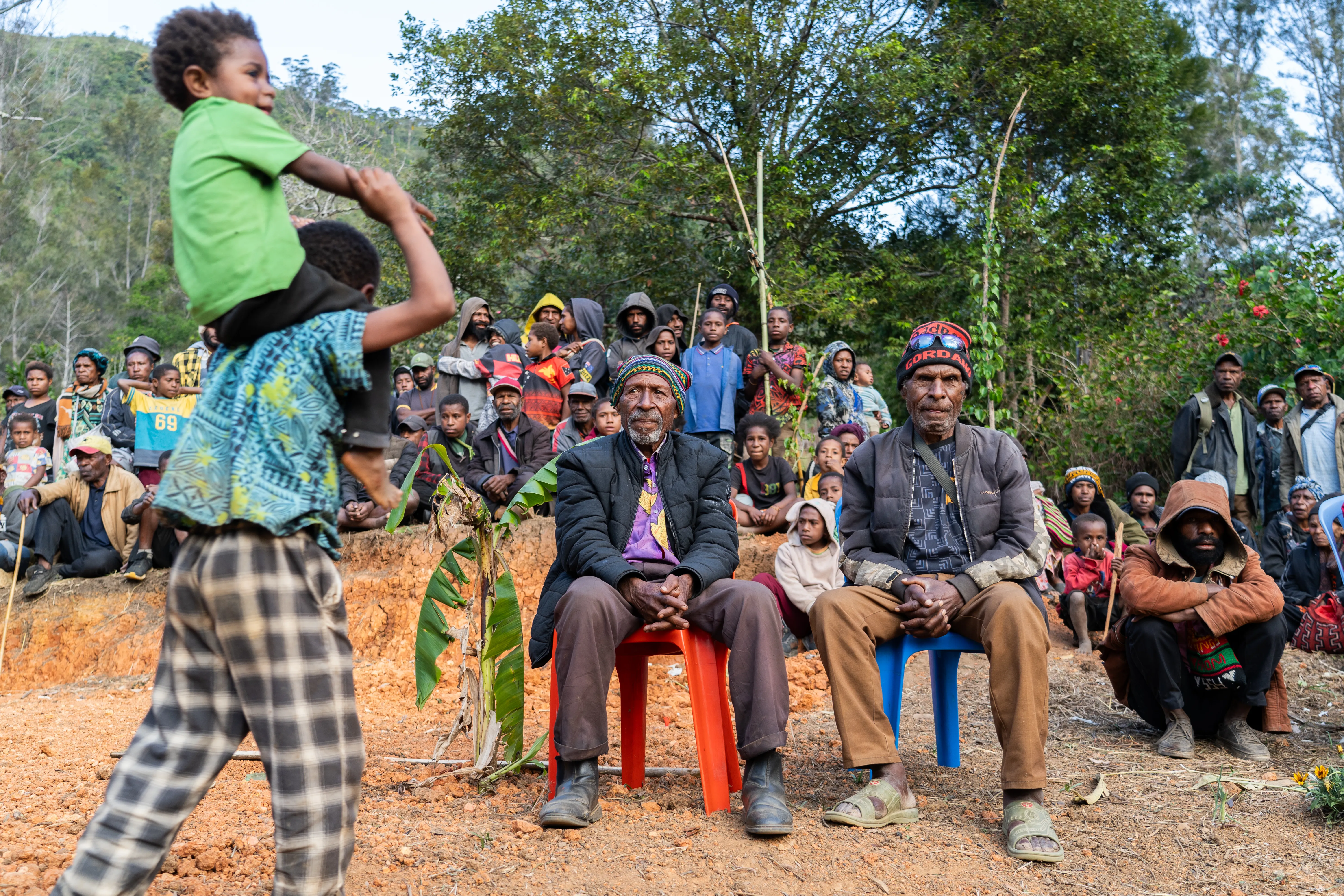 At a traditional 'mumu', Papua New Guinea